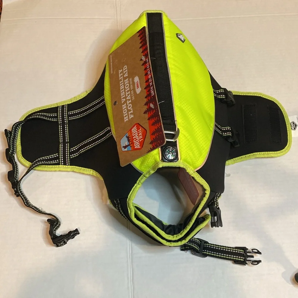 NWT Arcadia Trail Flotation Dog Life Jacket,  High Visibility, Sz: S
